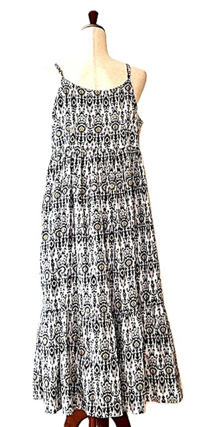 Dresses, Strappy Tiered Midi Length Is Stylish  (Black White)