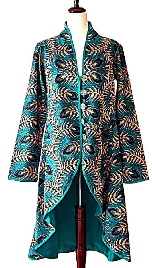Jackets,  Fully Lined Tulip Cut Designer Waist Coat (Green Leaf)