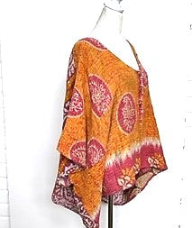 Ultra Luxe Kantha Stitch Cotton 3 Button Shorties (Orange Sherbert)