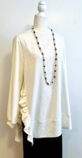 Ruffled Crepe Tunic Offers Updated Styling With Designer Details (2 Colors)