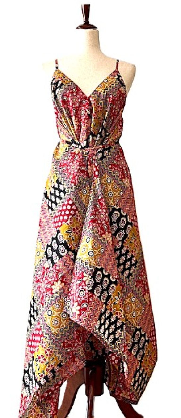 Jumpsuit, Contemporary Handblock Patchwork Print In Cotton