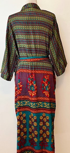 Mixed Print Long Silk Kimono Duster. Boho Look