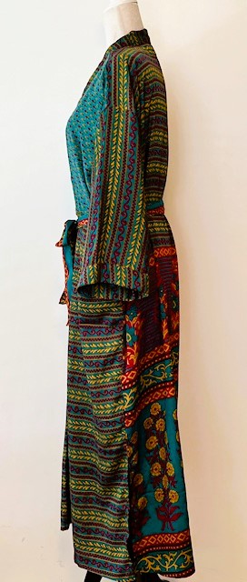 Mixed Print Long Silk Kimono Duster. Boho Look