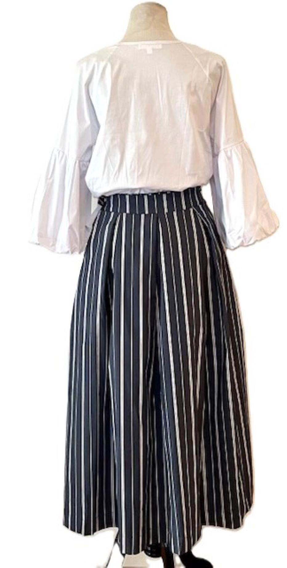 Striped Woven Full Skirt Is The Perfect Basic. ( Charcoal )  -