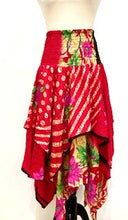 Layered Silk Asymmetrical Skirt or Tunic Dress Offers Options (Red Stripe)