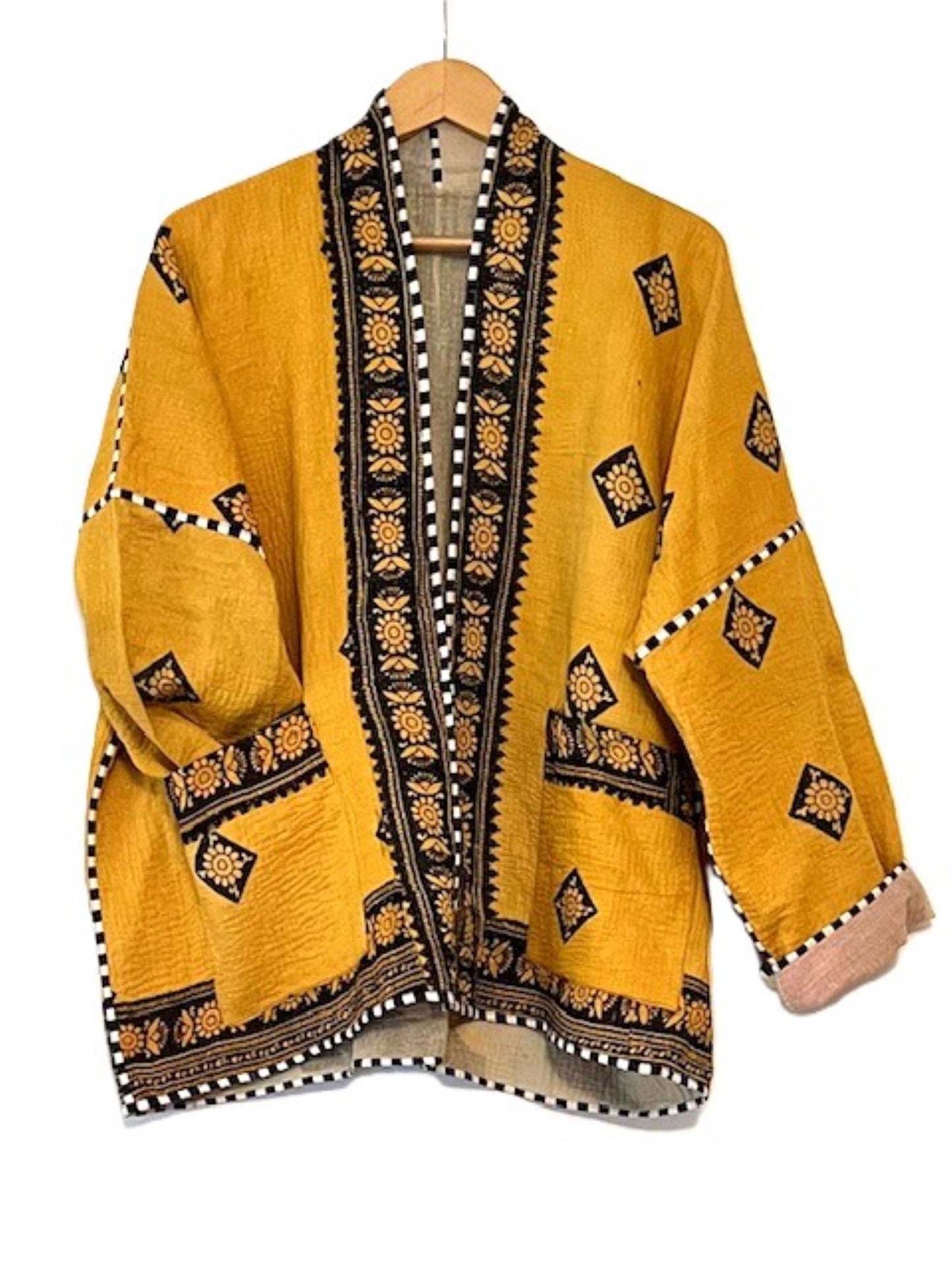 Reversible Short Quilted Jacket Is Tailored, Smart and Versatile.(Mustard)
