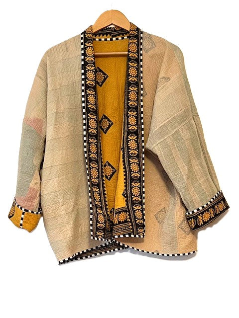Reversible Short Quilted Jacket Is Tailored, Smart and Versatile.(Mustard)