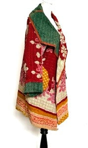 Short Kantha Jacket Is In High Demand (Mixed Pink Green)