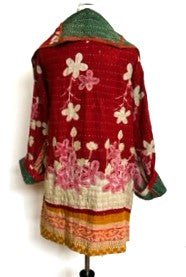 Short Kantha Jacket Is In High Demand (Mixed Pink Green)