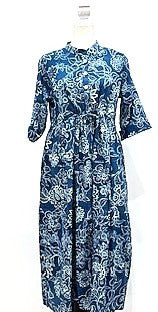 Midi Block Print Dress Is Smart and Tailored (Blue)