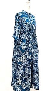 Midi Block Print Dress Is Smart and Tailored (Blue)