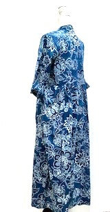 Midi Block Print Dress Is Smart and Tailored (Blue)