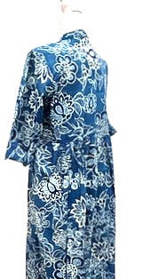 Midi Block Print Dress Is Smart and Tailored (Blue)