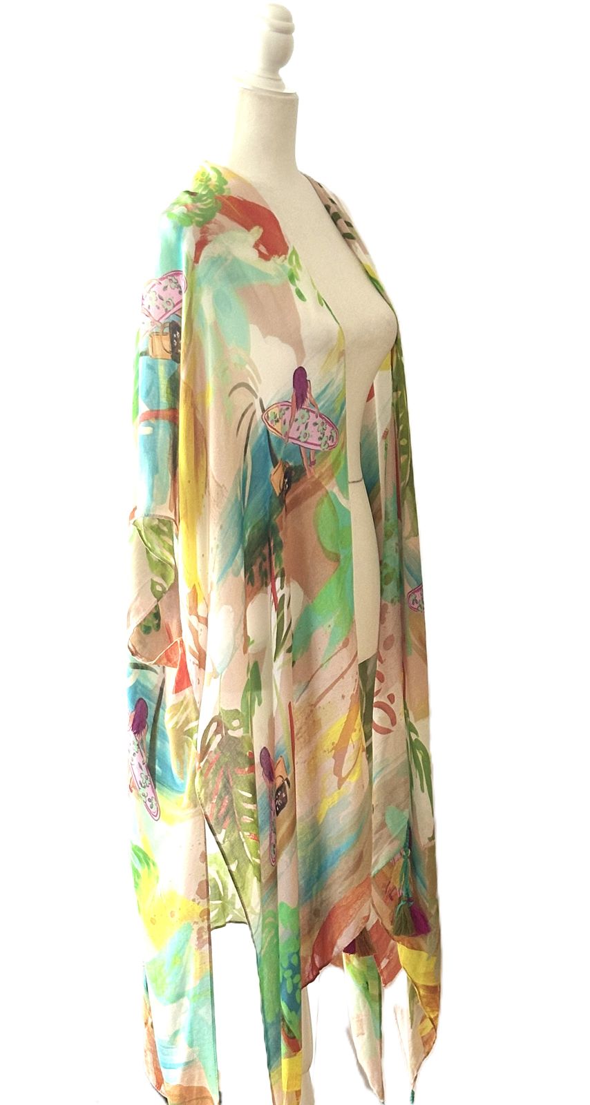 Kimono: Retro Shore Tassel Kimono Hits The Beach.