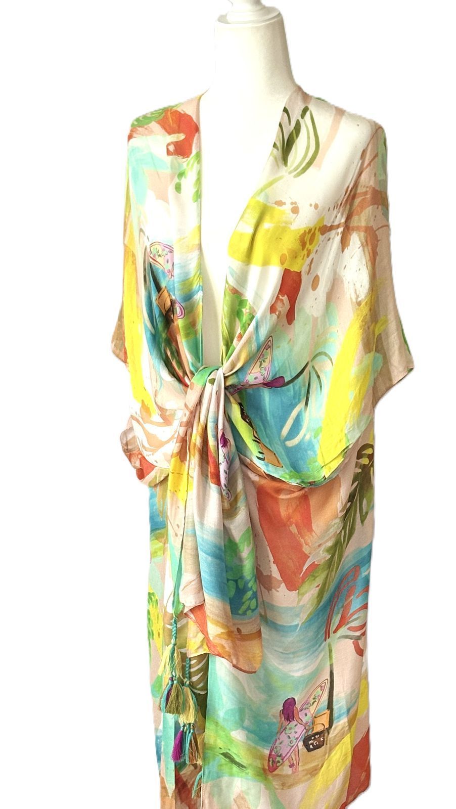 Kimono: Retro Shore Tassel Kimono Hits The Beach.