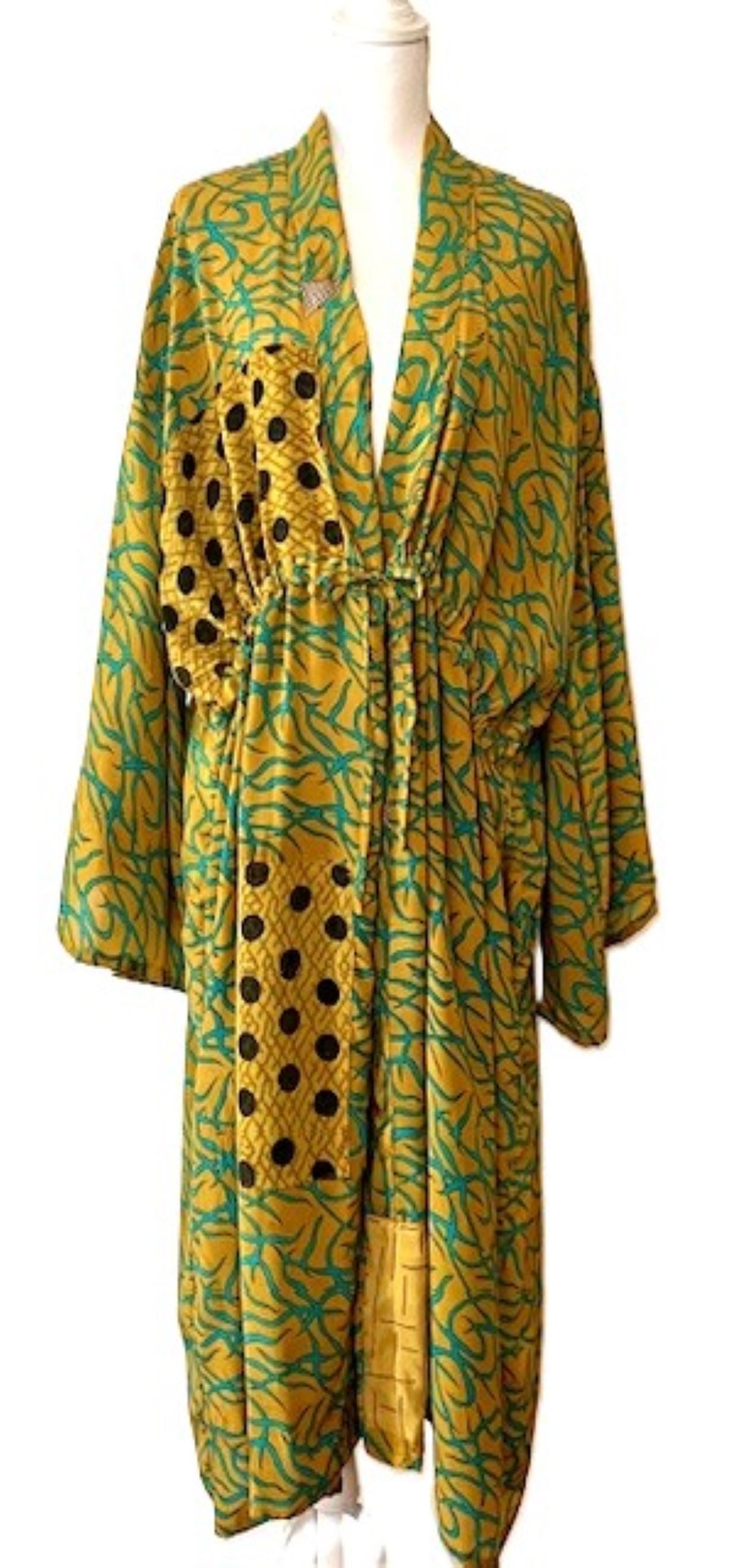 Kantha Bae Dreamweaver Silk Kimono Is A Statement Piece. (Green)