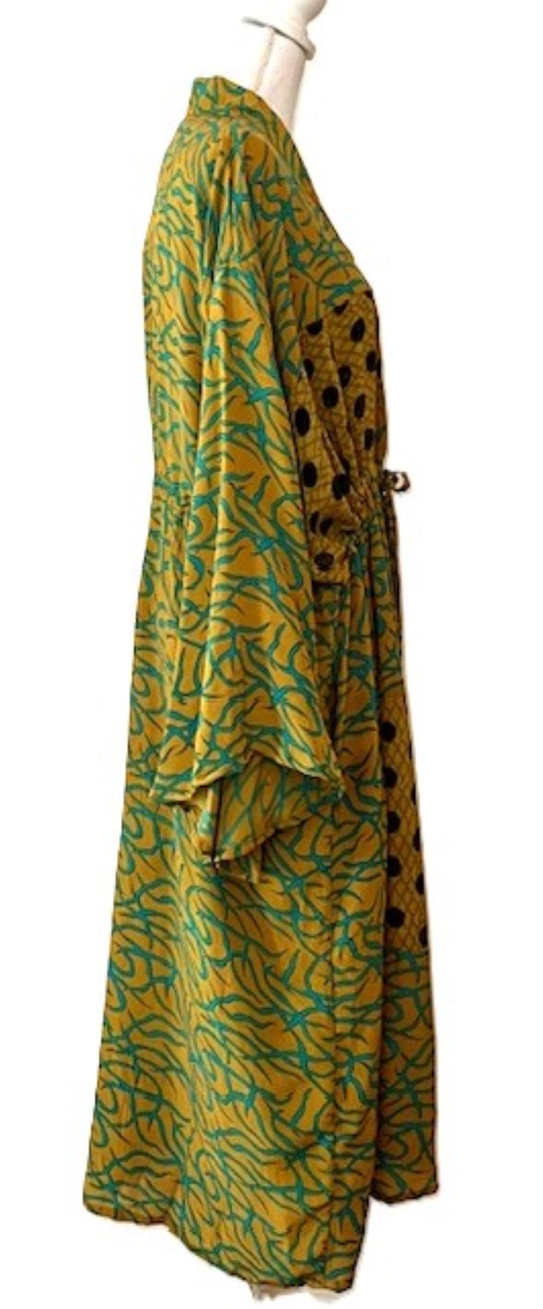 Kantha Bae Dreamweaver Silk Kimono Is A Statement Piece. (Green)