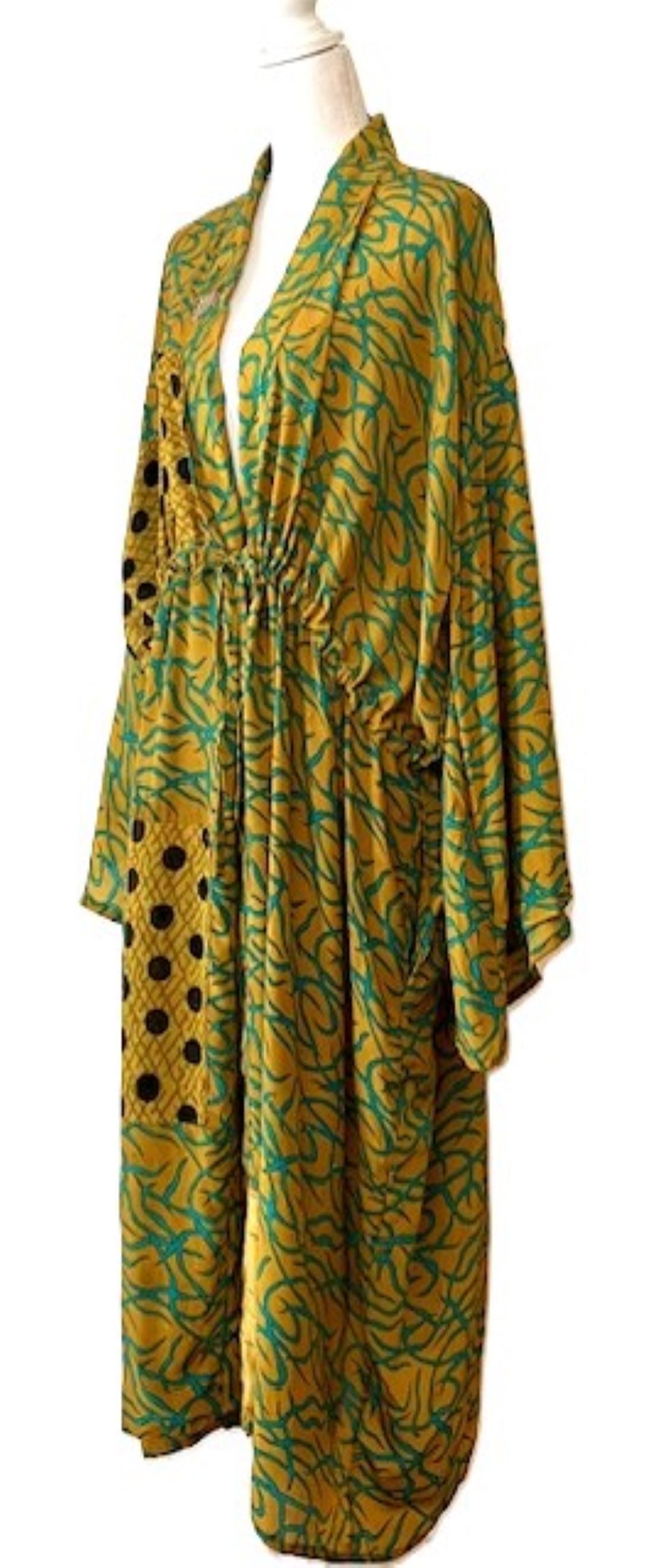 Kantha Bae Dreamweaver Silk Kimono Is A Statement Piece. (Green)