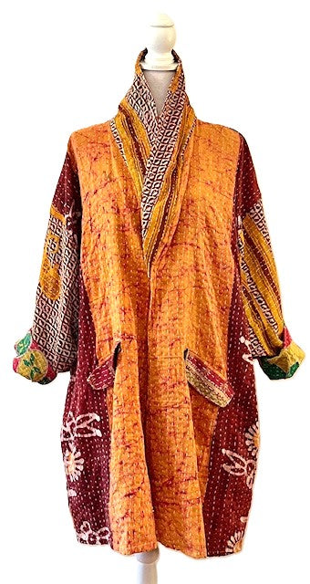 Kantha Bae Fully Reversible Kantha Stitched Oversized Blazer (Red) (Copy)