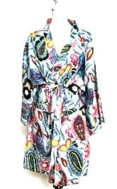 Tropical Print Cotton Short Kimono Robe.  Great Coverup!