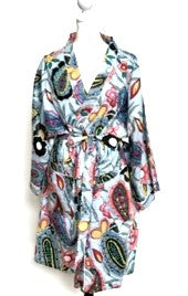 Tropical Print Cotton Short Kimono Robe.  Great Coverup!