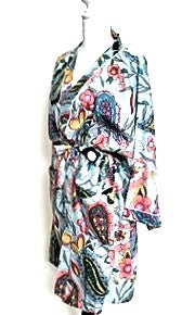 Tropical Print Cotton Short Kimono Robe.  Great Coverup!