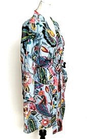 Tropical Print Cotton Short Kimono Robe.  Great Coverup!