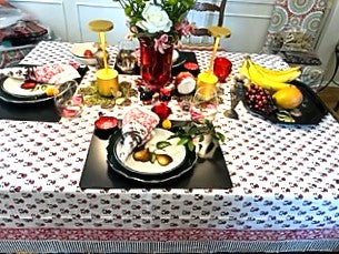 Crisp, Mini Mixed Block Print Table Cloth Is Versatile