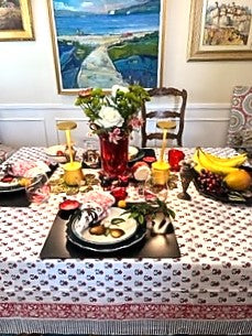 Crisp, Mini Mixed Block Print Table Cloth Is Versatile