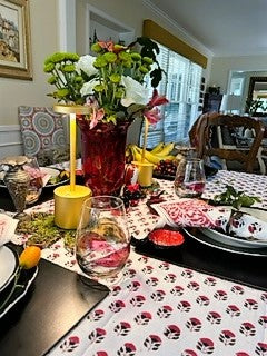 Crisp, Mini Mixed Block Print Table Cloth Is Versatile