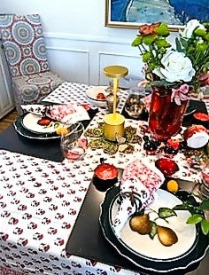 Crisp, Mini Mixed Block Print Table Cloth Is Versatile