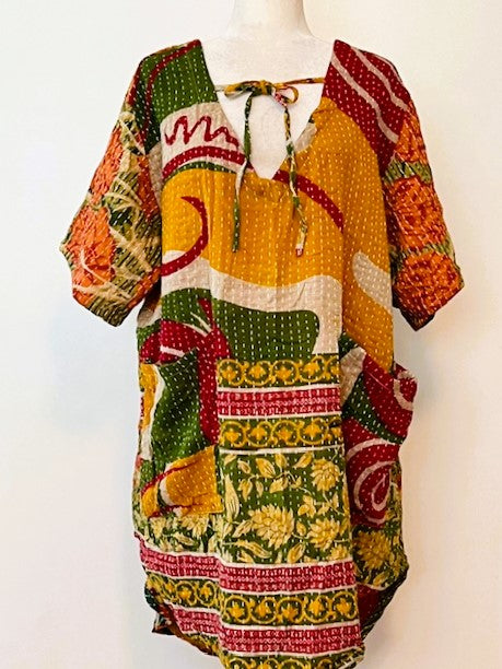 Kantha Bae Oversized Tunic:  Mixed Print (Earth)