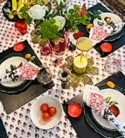 Crisp, Mini Mixed Block Print Table Cloth Is Versatile