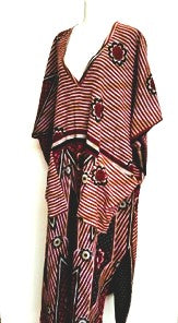 Lounge Ready: Long 100% Cotton Double Layer Caftan (Stripe)