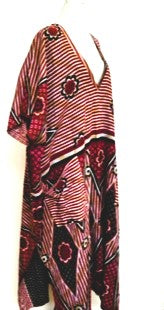 Lounge Ready: Long 100% Cotton Double Layer Caftan (Stripe)