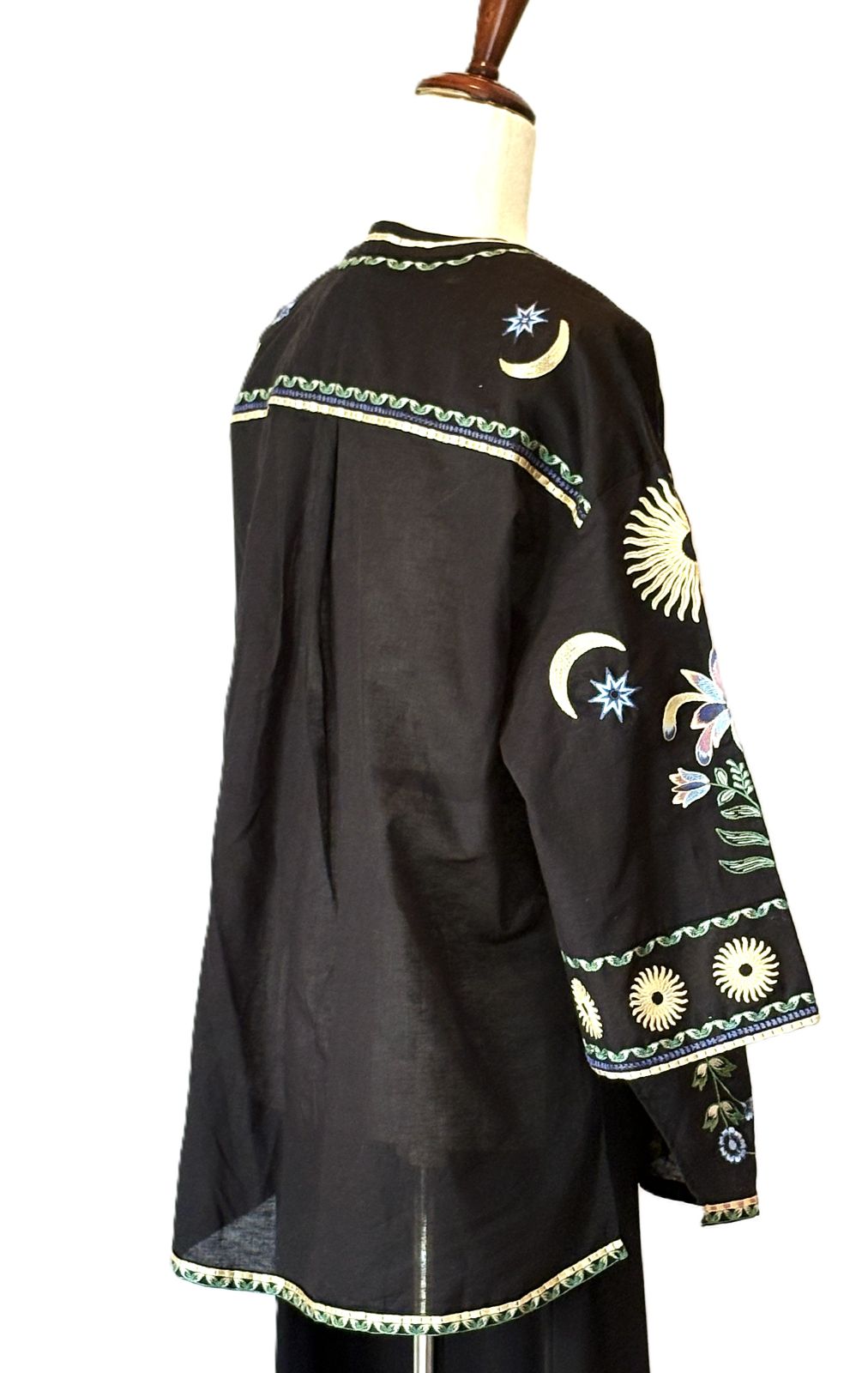 Handmade Cotton Tunic Displays Mystical Embroidered Elegance