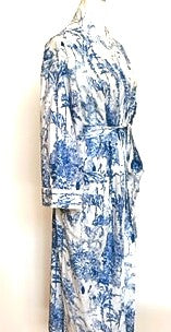 Beach House Cool:  Tropical Print Cotton  Long Kimono Robe