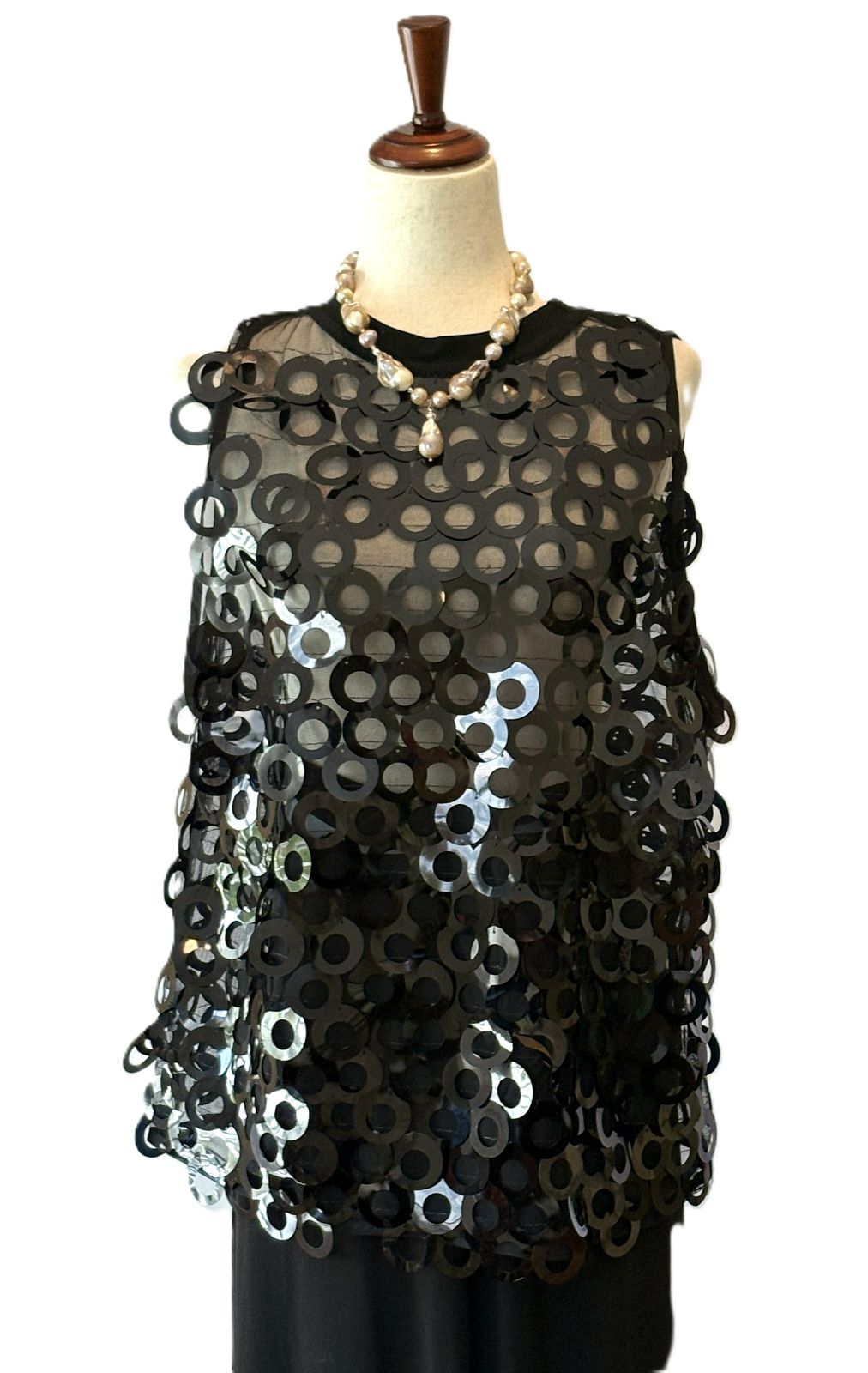 Sequin Circle Mesh Sleeveless Tank Top. Chic Glam (2 Colors)