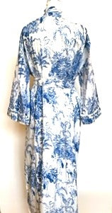 Beach House Cool:  Tropical Print Cotton  Long Kimono Robe