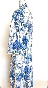 Beach House Cool:  Tropical Print Cotton  Long Kimono Robe