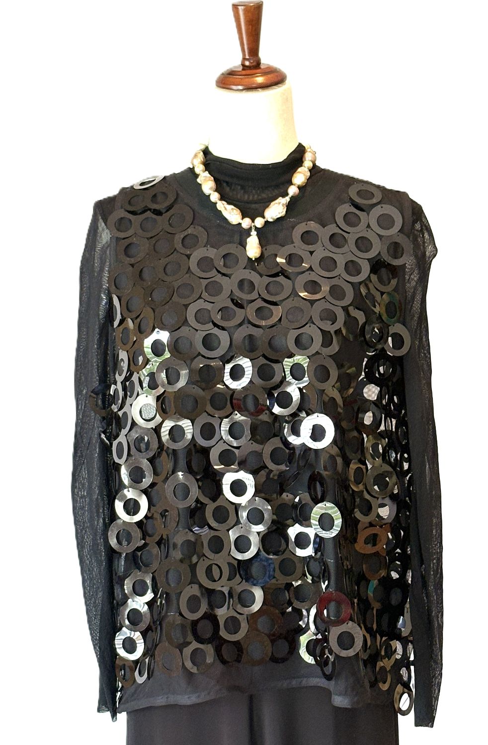 Sequin Circle Mesh Sleeveless Tank Top. Chic Glam (2 Colors)