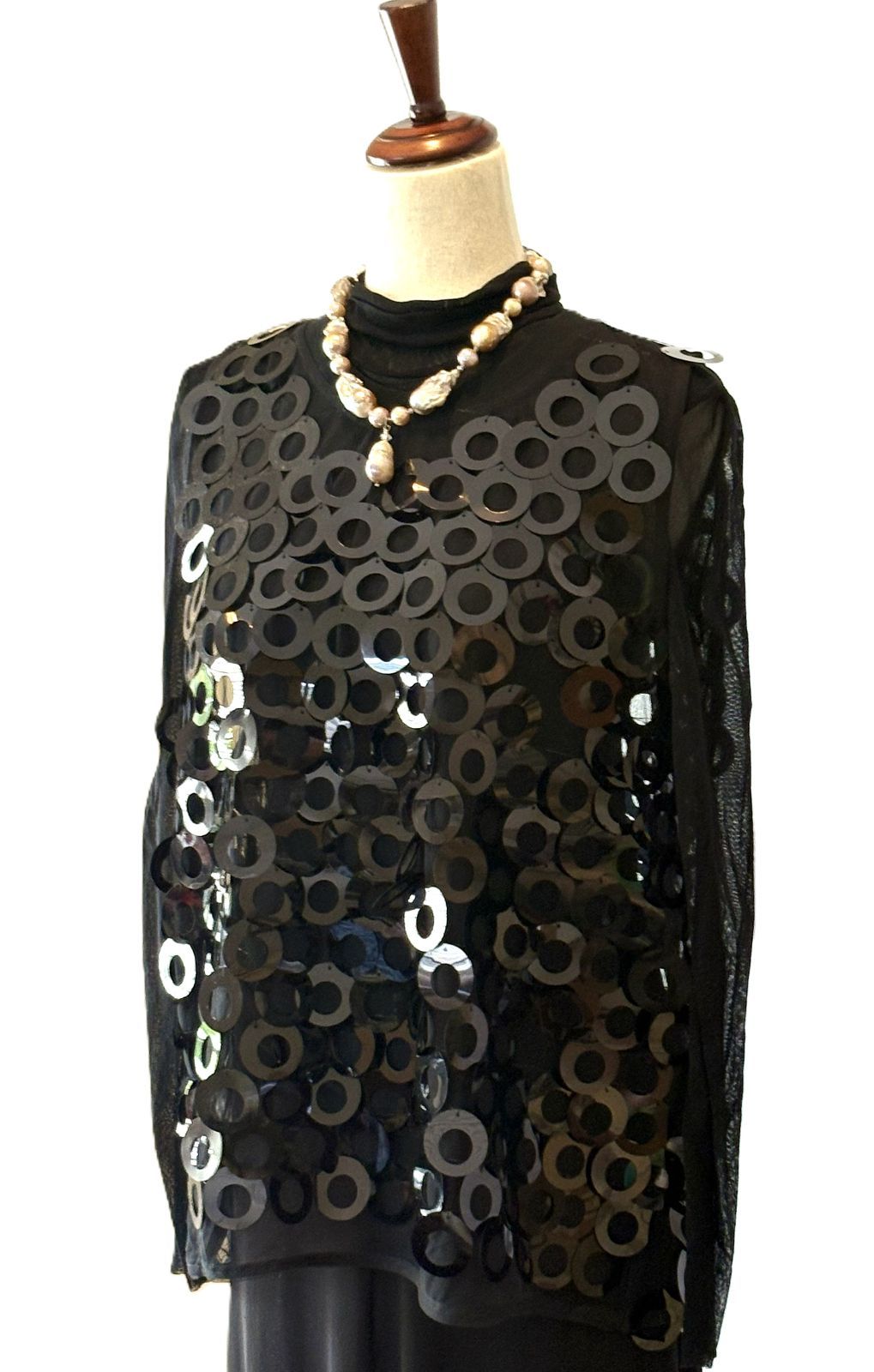 Sequin Circle Mesh Sleeveless Tank Top. Chic Glam (2 Colors)