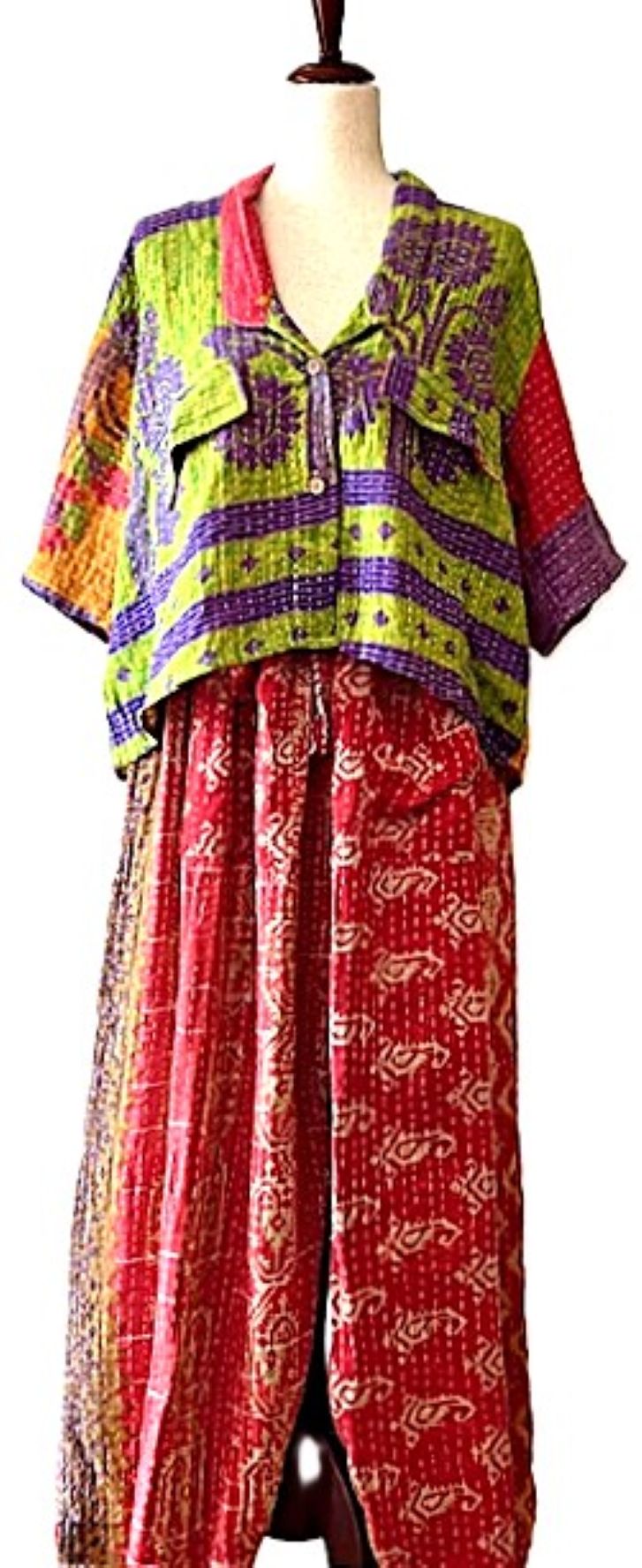Kantha Bae Cool Kantha Cotton Joggers. Best Seller, Red and White