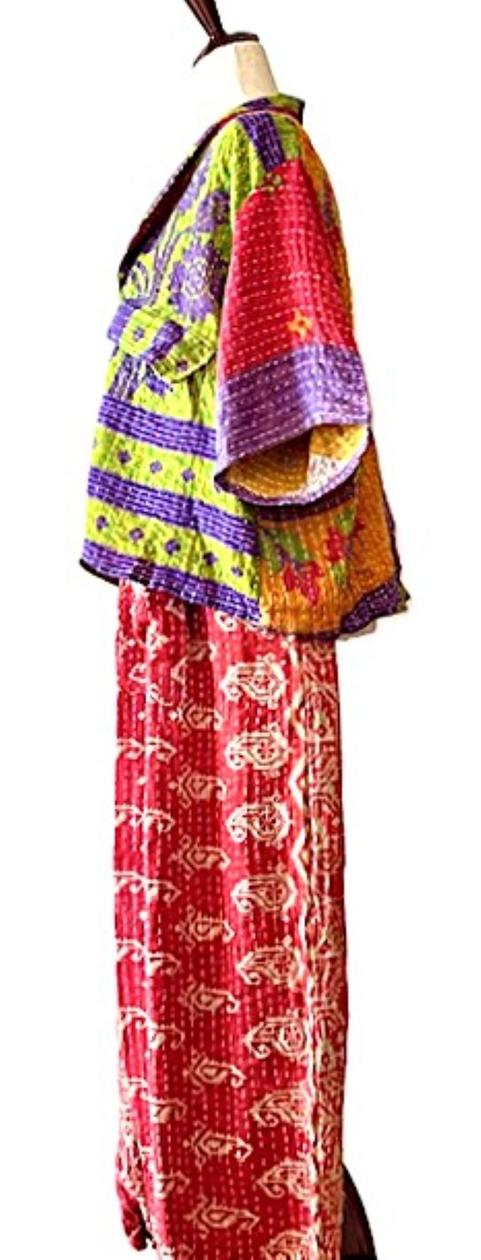 Kantha Bae Cool Kantha Cotton Joggers. Best Seller, Red and White