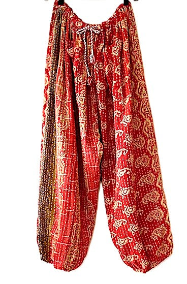 Kantha Bae Cool Kantha Cotton Joggers. Best Seller, Red and White
