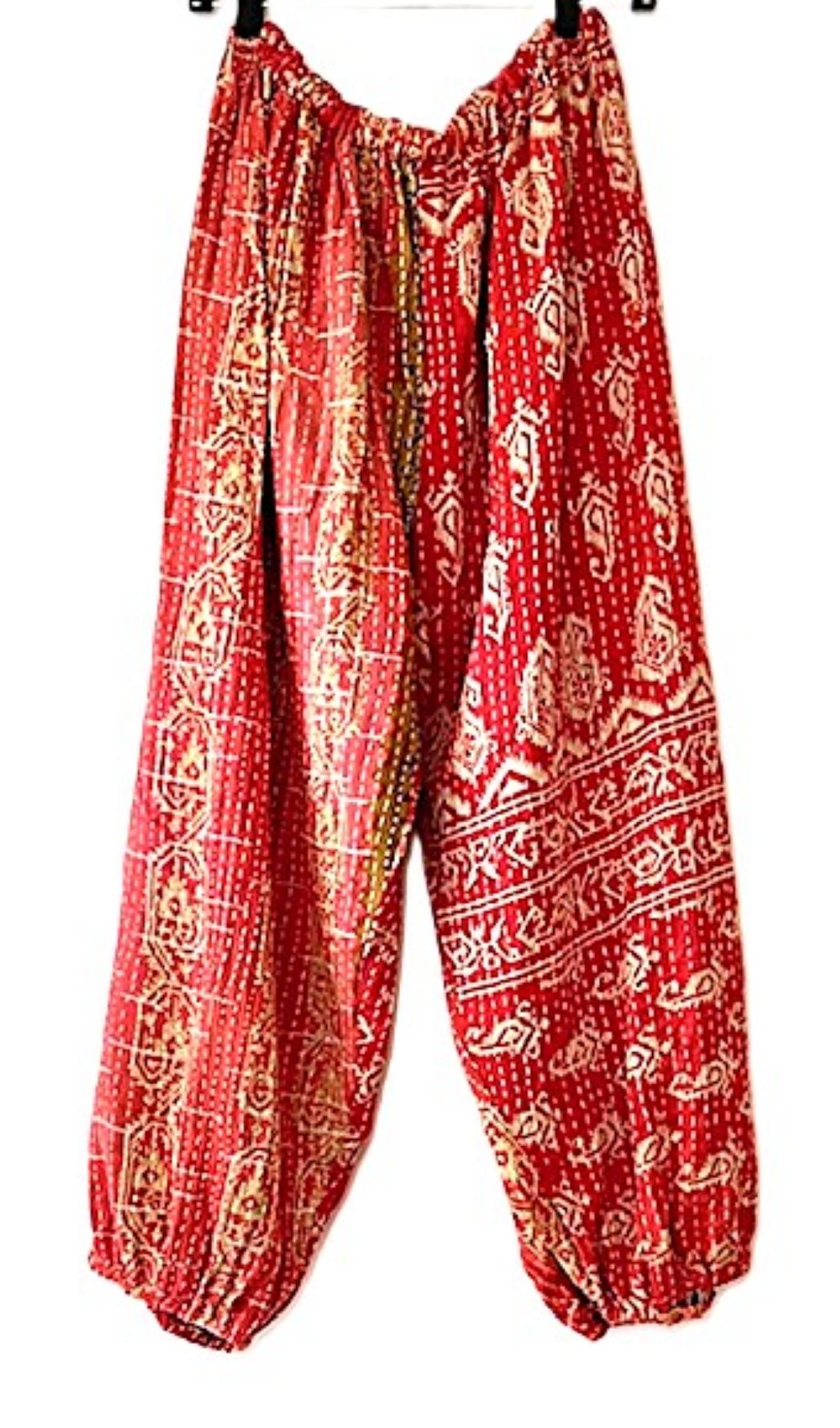 Kantha Bae Cool Kantha Cotton Joggers. Best Seller, Red and White