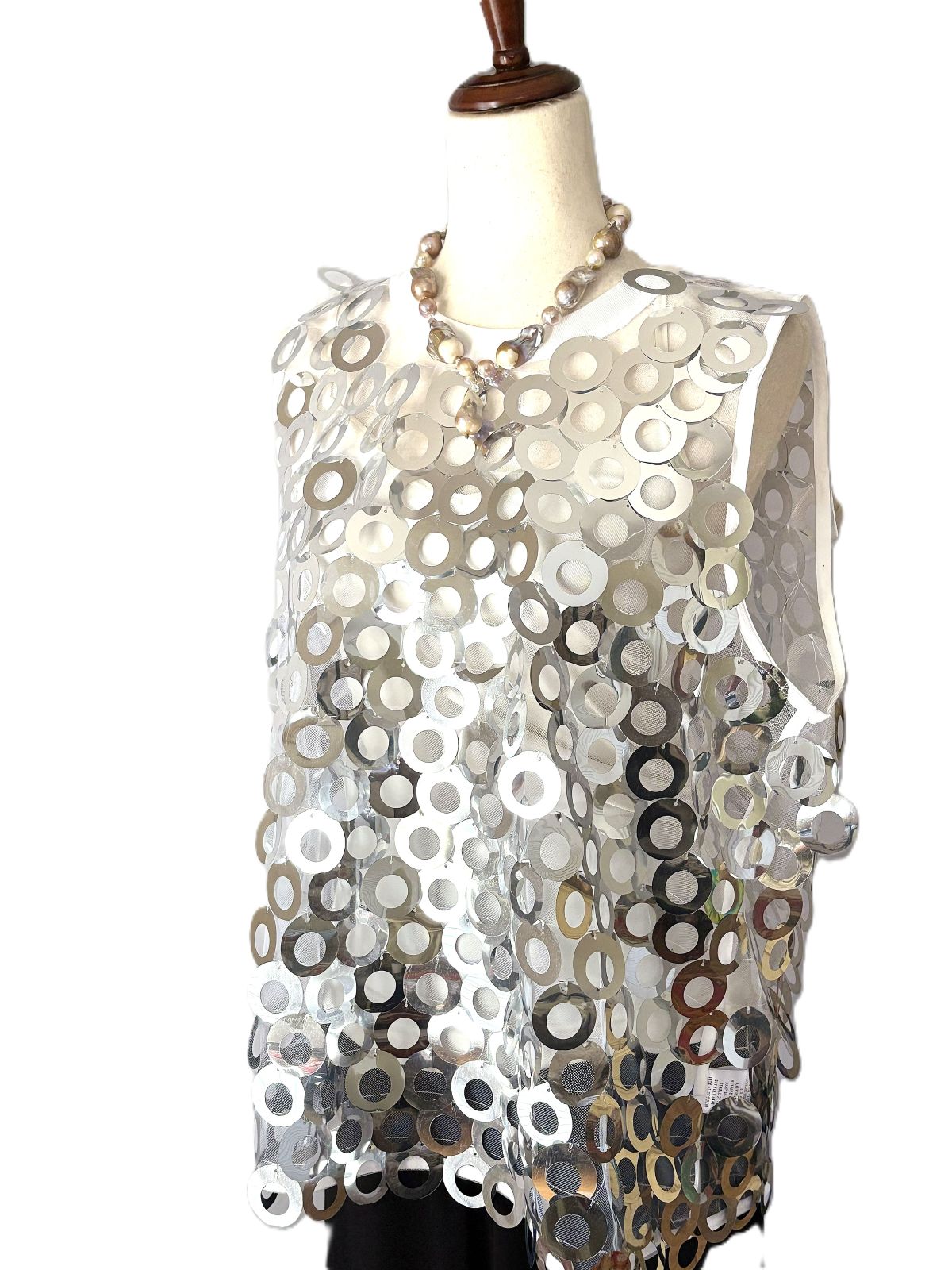 Sequin Circle Mesh Sleeveless Tank Top. Chic Glam (2 Colors)