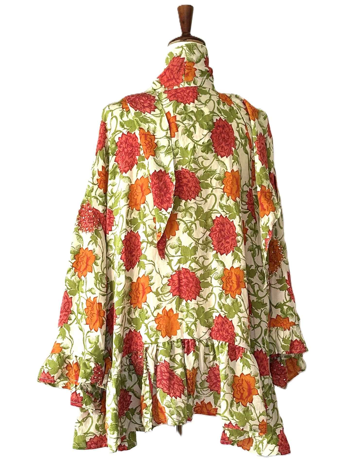 Kantha Bae Crepe Sari Wid Rose Romantic Top  (Rose Garden)