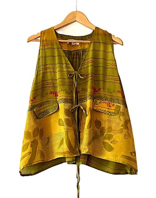 Kantha Bae Silk Daisy Vest is Playful (Multi)