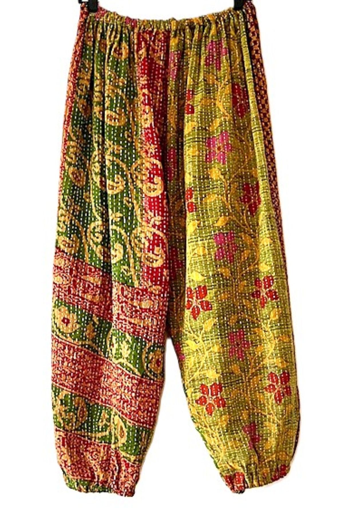 Kantha Bae Cool Kantha Cotton Joggers, Best Seller. Red Green
